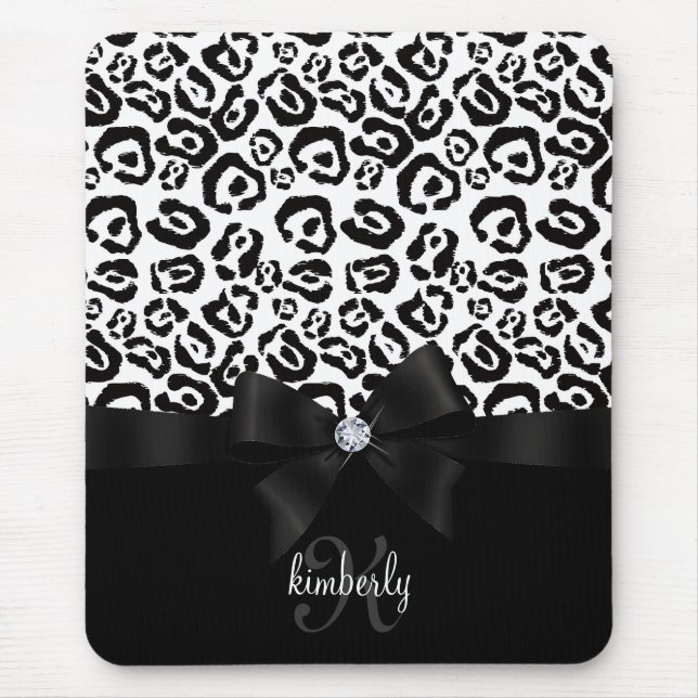 Elegantes Leopard-Bogen u. Diamant Mousepad (Vorne)