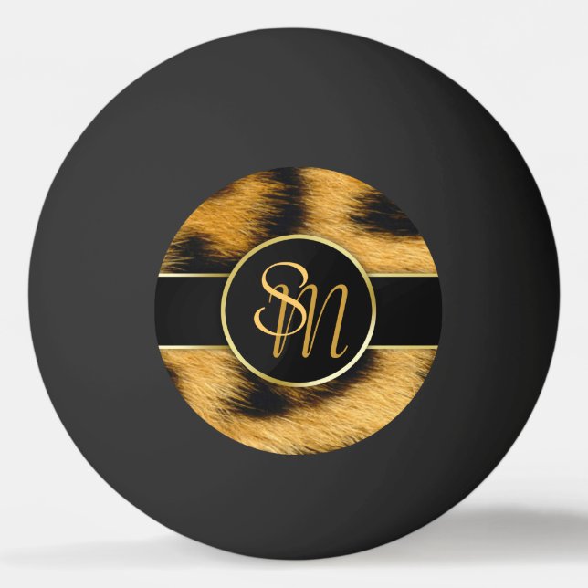 Elegantes Leopard-Druck-Monogramm - Klingeln Pong Tischtennisball (Vorderseite)