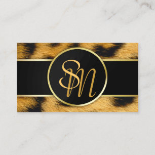 Elegantes Leopard-Druck-Monogramm - Visitenkarte