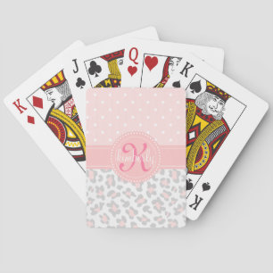 Elegantes Leopard-Druck-Rosa punktiert Girly Spielkarten