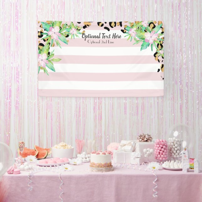 Elegantes Leopard Gold und rosa Vinyl Party Hinter Banner (Party)