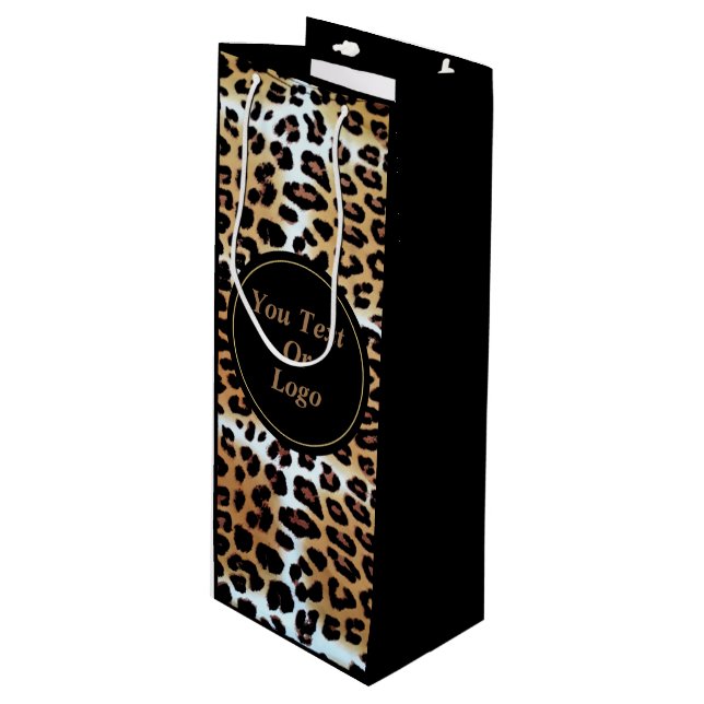 Elegantes Leopard-Logo für die Tierdruckwerbung -  Geschenktüte Für Weinflaschen (Vorderseite Schrägansicht)