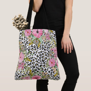 Elegantes Leopard Print und Blumendesign Tasche