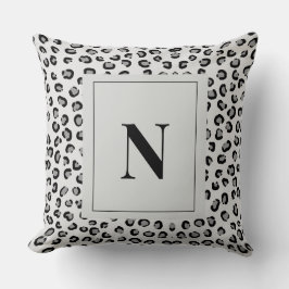 Elegantes Leopardenmuster-Monogramm-Wurfkissen Kissen