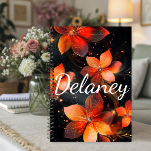 Elegantes Leuchtendes Feuer Orangefarbenes Floral Planer