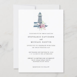 Elegantes Leuchtturm Wasserfarben Minimalistisch Einladung