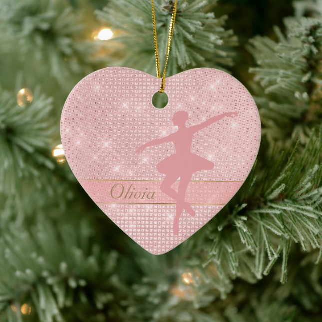 Elegantes Licht Rosa Ballerina Keramik Ornament (Baum)