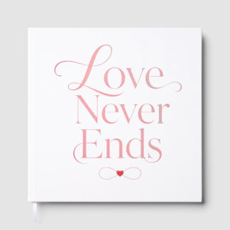 Elegantes "Liebe endet nie" Minimalist Gästebuch