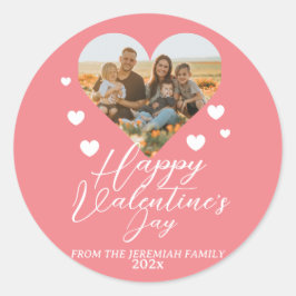 Elegantes Liebe Happy Valentine Day Family Foto Runder Aufkleber