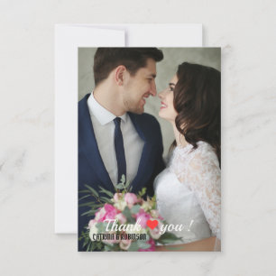 Elegantes Liebe Heart Wedding Foto Dankeskarte