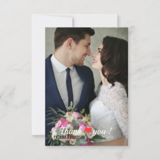 Elegantes Liebe Heart Wedding Foto Dankeskarte