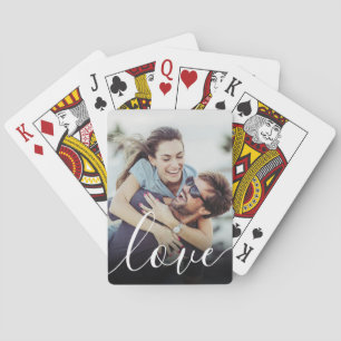 Elegantes Liebe Script Couple Foto Spielkarten