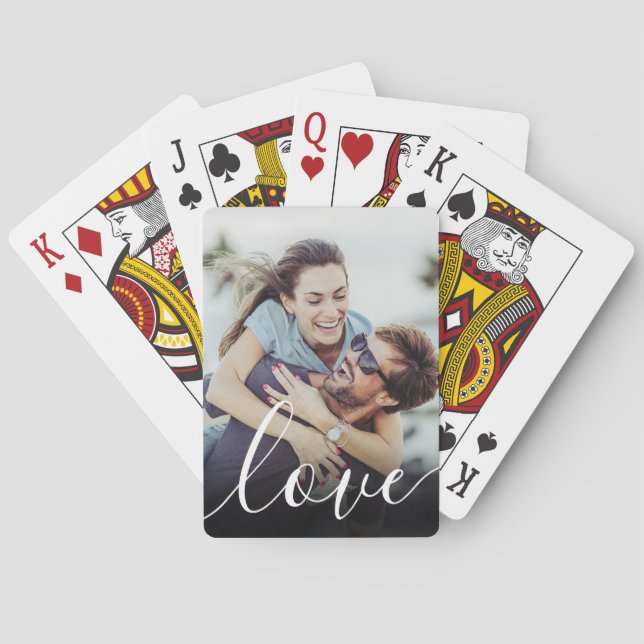 Elegantes Liebe Script Couple Foto Spielkarten (Rückseite)