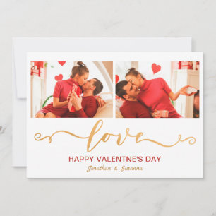 Elegantes Liebe Script Happy Valentine's Day Foto Feiertagskarte