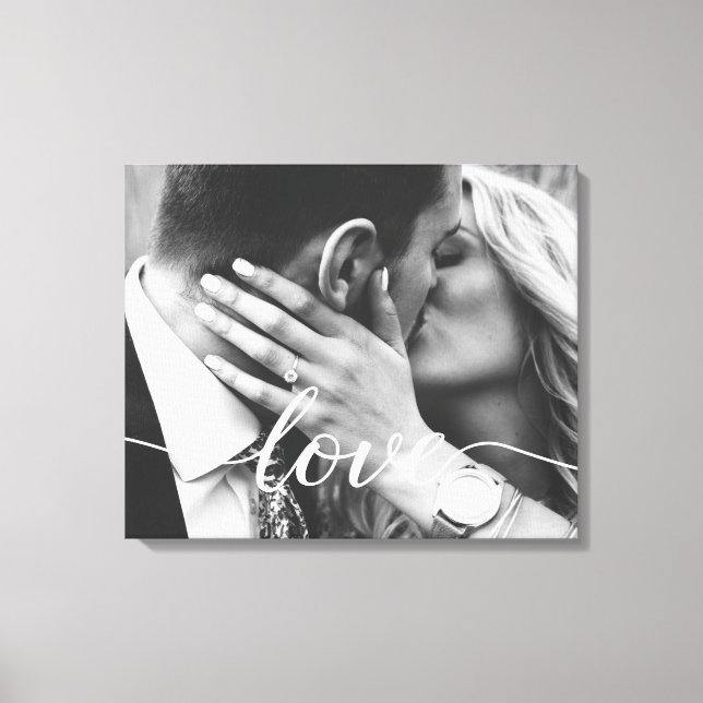 Elegantes Liebe Script Typografy Wedding Foto Leinwanddruck (Vorderseite)