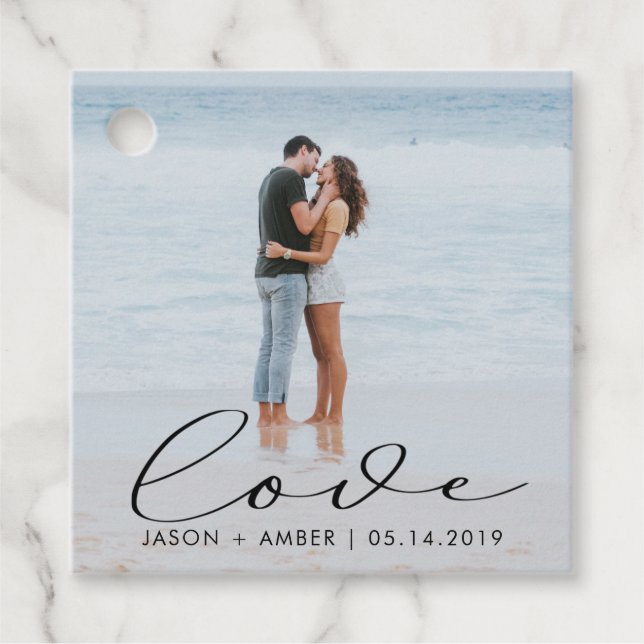 Elegantes Liebe-Skript Hochzeit-Foto Geschenkanhänger (Vorderseite)