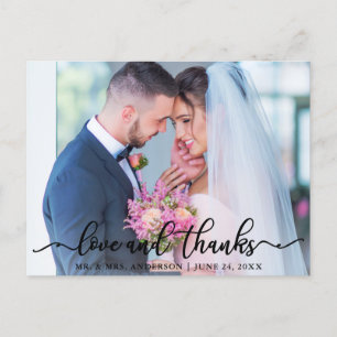 Elegantes Liebes- und Dankeschön-Skript Hochzeitsf Postkarte