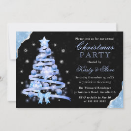 Elegantes Light Blue Ribbon Tree Weihnachten Party Einladung