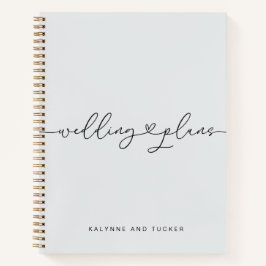 Elegantes Light Dusty Blue Wedding Plans Herz Notizbuch