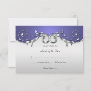 elegantes lila 3.5x5 und silbernes UAWG RSVP Karte