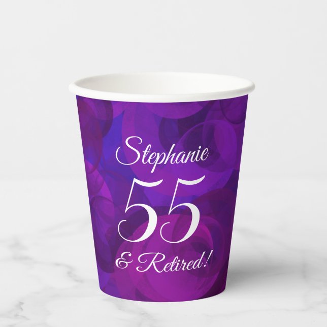 Elegantes Lila 55 und Party für das Ruhezustand Pappbecher (Vorderseite)
