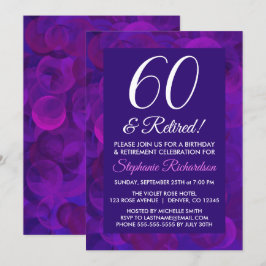 Elegantes Lila 60 und Party für die müde Altersver Einladung