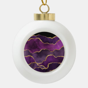 Elegantes lila abstraktes Wasserfarbenmuster Keramik Kugel-Ornament