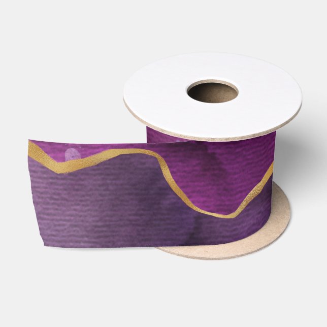 Elegantes Lila Abstraktes Wasserfarbmuster Satinband (Spule)