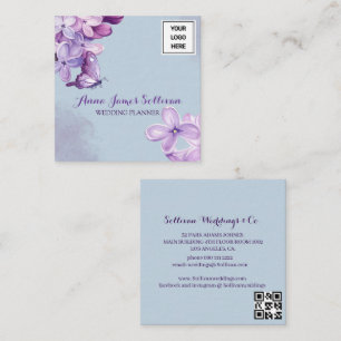 Elegantes lila Aquarell-Logo für Hochzeitsplaner Quadratische Visitenkarte