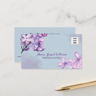 Elegantes lila Aquarell-Logo für Hochzeitsplaner Terminkarte