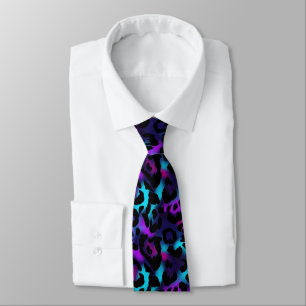 Elegantes lila-blaues Neon-Leoparden-Muster Krawatte