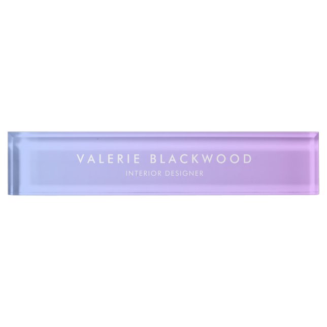 Elegantes lila blaues Ombre Namensplakette (Vorderseite)