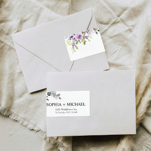 Elegantes lila Blumen-Hochzeit-Rücksende-Adresseti