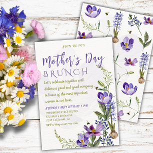 Elegantes lila Blumen-Muttertags-Brunch Einladung