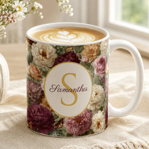 Elegantes lila Blumengeschenk für ihren Namen Kaffeetasse