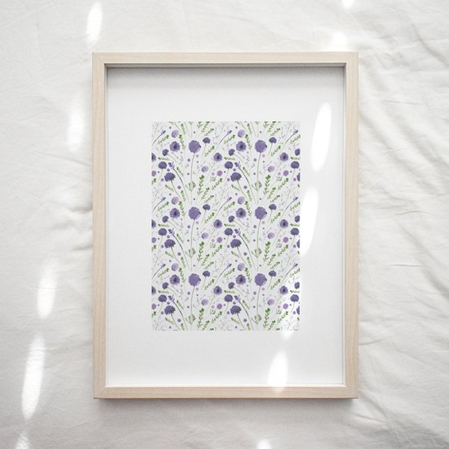 Elegantes Lila Blumenmuster Kunst, Dichtung und Mu Poster (Floral Botanical Wall Art Decor from Studio Posies.)