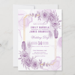 Elegantes Lila Blumenwasser  Einladung