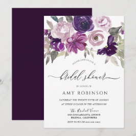 Elegantes Lila Brautparty Einladung