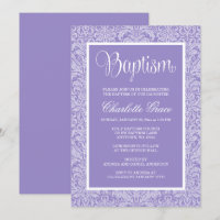 Elegantes Lila Damask Girl Taufe Christening