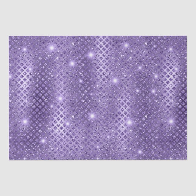 Elegantes Lila Diamonds Metallisches Glitzer-Muste Seidenpapier (Vorderseite)