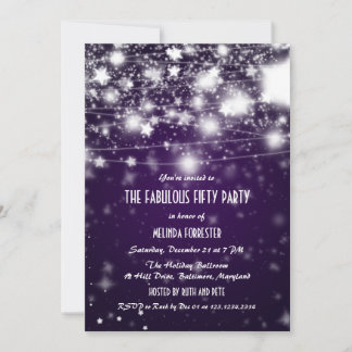 Elegantes Lila, feines 50-Party Shining Stars Einladung
