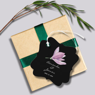 Elegantes Lila Floral auf Black Danke Geschenkanhänger