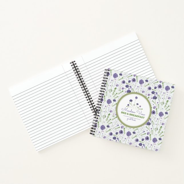 Elegantes Lila Floral Vacation Rental Gästebuch Notizbuch (Innenseite)