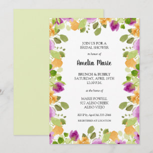 Elegantes Lila florales Brautparty Einladung