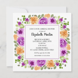 Elegantes Lila florales Brautparty Einladung