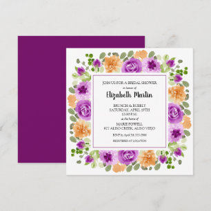 Elegantes Lila florales Brautparty Einladung