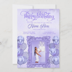 Elegantes Lila Foto Teen Geburtstag Einladung