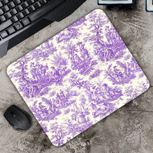Elegantes lila französisches Land Toile de Jouy Mousepad