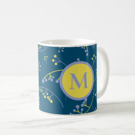 Elegantes, lila-gelbes Beerenmuster Kaffeetasse