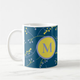 Elegantes, lila-gelbes Beerenmuster Kaffeetasse